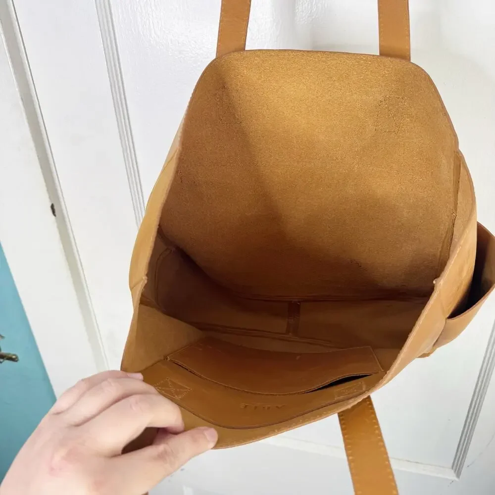 ABLE Phoebe Soft Tote Shoulder Bag Full Grain Leather Functional Work Cognac OS